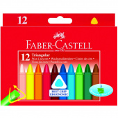 Олiвцi кольоровi Faber_Castell 120010 12кол 12шт 90мм восковi триграннi у коробцi