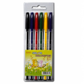 Ручка кулькова A-Chens 563-6 6кол 0,7мм пластикова з кольоровими смугами блiстерна упаковка